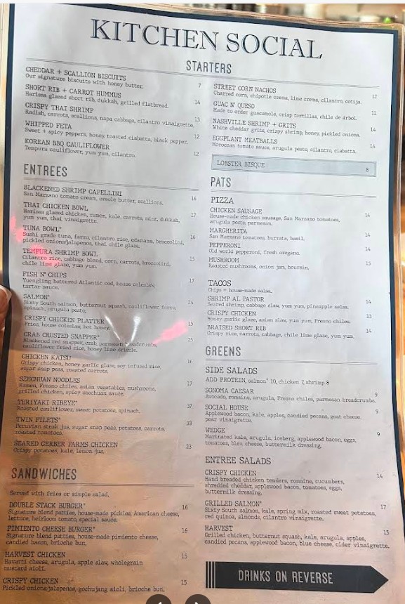 Kitchen Social Restaurant Menu – Delicious Dining Experience in ...